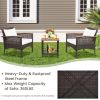 3 Pieces Patio Rattan Furniture Set with Acacia Wood Tabletop