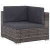 7 Piece Patio Lounge Set with Cushions Poly Rattan Gray