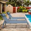 Patio Chaise Lounge Set (2022 New) -3 Pieces Adjustable Backrest Pool Lounge Chairs Steel Textilene Sunbathing Recliner with Headrest (Grey)