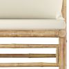 11 Piece Patio Lounge Set with Cream White Cushions Bamboo