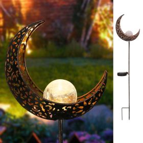 1pc Solar Lawn Light; Outdoor Moon Stake Metal Lights; Waterproof Warm White LED For Lawn Patio Courtyard Decoration (quantity: 1)