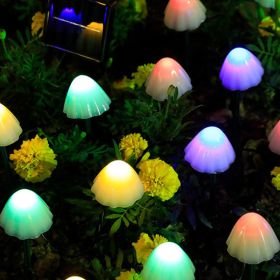 LED Solar Lights Outdoor Garden Waterproof Mushroom String Lawn Lamps Cute Fairy Light Landscape Lamp Path Yard Lawn Patio Decor (Emitting Color: Multi color)