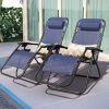 2 Pack Patio Zero Gravity Chair Outdoor Lounge Chair Textilene Fabric  Recline Chair Seating Capacity 2, Blue