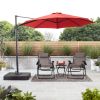 10'  Octagon Outdoor Tilting Cantilever Offset Patio Umbrella with Weighted Base and 360 Degree Rotation