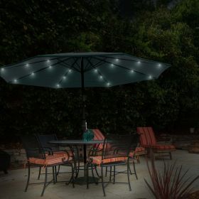 10 Foot Patio Umbrella with Solar LED Light (Color: Green)