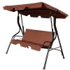 3 Seat Outdoor Patio Canopy Swing with Cushioned Steel Frame