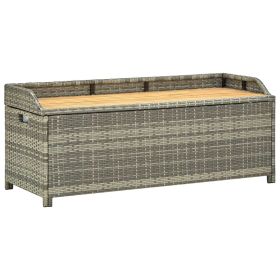 Patio Storage Bench 47.2" Poly Rattan Gray (Color: Grey)