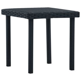 Patio Tea Table Black 15.7"x15.7"x15.7" Poly Rattan (Color: Black)