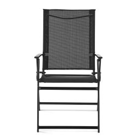 Greyson Square Set of 2 Outdoor Patio Steel Sling Folding Chair (Actual Color: Black)