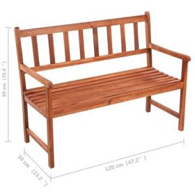 Patio Bench with Cushion 47.2" Solid Acacia Wood (Color: Gray)