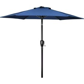 7.5ft Round Patio Umbrella - Outdoor Umbrella for Market Pool Beach (Color: Blue)