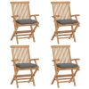 Patio Chairs with Gray Cushions 4 pcs Solid Teak Wood