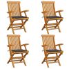 Patio Chairs with Anthracite Cushions 4 pcs Solid Teak Wood