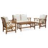 4 Piece Patio Lounge Set with Cushions Solid Acacia Wood