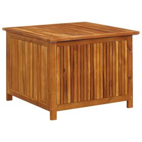 Patio Storage Box 29.5"x29.5"x22.8" Solid Acacia Wood (Color: Brown)