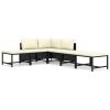 6 Piece Patio Lounge Set with Cushions Poly Rattan Black