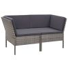 6 Piece Patio Lounge Set with Cushions Poly Rattan Gray