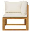 5 Piece Patio Lounge Set with Cushion Cream Solid Acacia Wood