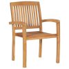 Stacking Patio Dining Chairs 2 pcs Solid Teak Wood