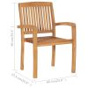 Stacking Patio Dining Chairs 2 pcs Solid Teak Wood