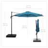 10'  Octagon Outdoor Tilting Cantilever Offset Patio Umbrella with Weighted Base and 360 Degree Rotation