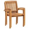 Stacking Patio Dining Chairs 2 pcs Solid Teak Wood