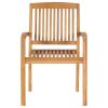 Stacking Patio Dining Chairs 2 pcs Solid Teak Wood