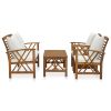 4 Piece Patio Lounge Set with Cushions Solid Acacia Wood