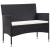 5 Piece Patio Lounge Set With Cushions Poly Rattan Black