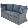 Outdoor Patio Furniture Set Daybed Sunbed with Retractable Canopy Conversation Set Wicker Furniture Sofa Set