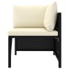 6 Piece Patio Lounge Set with Cushions Poly Rattan Black