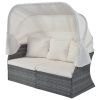 Outdoor Patio Furniture Set Daybed Sunbed with Retractable Canopy Conversation Set Wicker Furniture Sofa Set