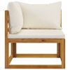 5 Piece Patio Lounge Set with Cushion Cream Solid Acacia Wood