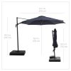 10'  Octagon Outdoor Tilting Cantilever Offset Patio Umbrella with Weighted Base and 360 Degree Rotation