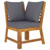 5 Piece Patio Lounge Set with Cushion Solid Acacia Wood