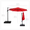 10'  Octagon Outdoor Tilting Cantilever Offset Patio Umbrella with Weighted Base and 360 Degree Rotation