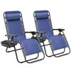 2 Pack Patio Zero Gravity Chair Outdoor Lounge Chair Textilene Fabric  Recline Chair Seating Capacity 2, Blue