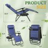 2 Pack Patio Zero Gravity Chair Outdoor Lounge Chair Textilene Fabric  Recline Chair Seating Capacity 2, Blue